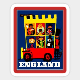 England Abstract Bus Travel and Tourism Print Sticker